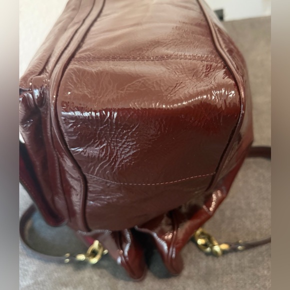 Coach Poppy Camelia Pushlock Bordeaux Patent Leather Tote No. J1169-18717 - Picture 9 of 13